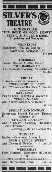 Silver Theatre - January 04 1922 Ad (newer photo)
